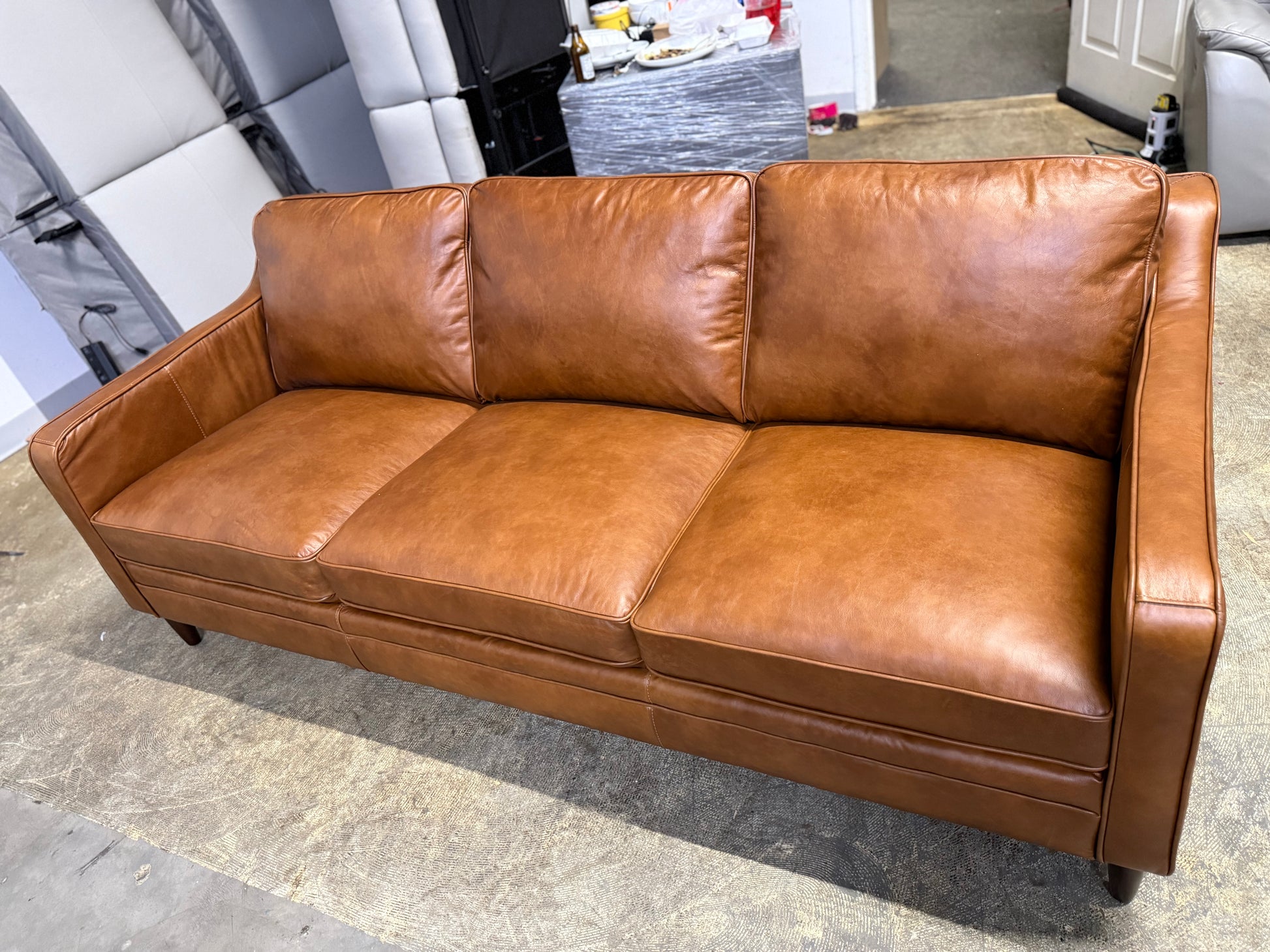 Ashtabula Genuine Leather Square Arm Sofa