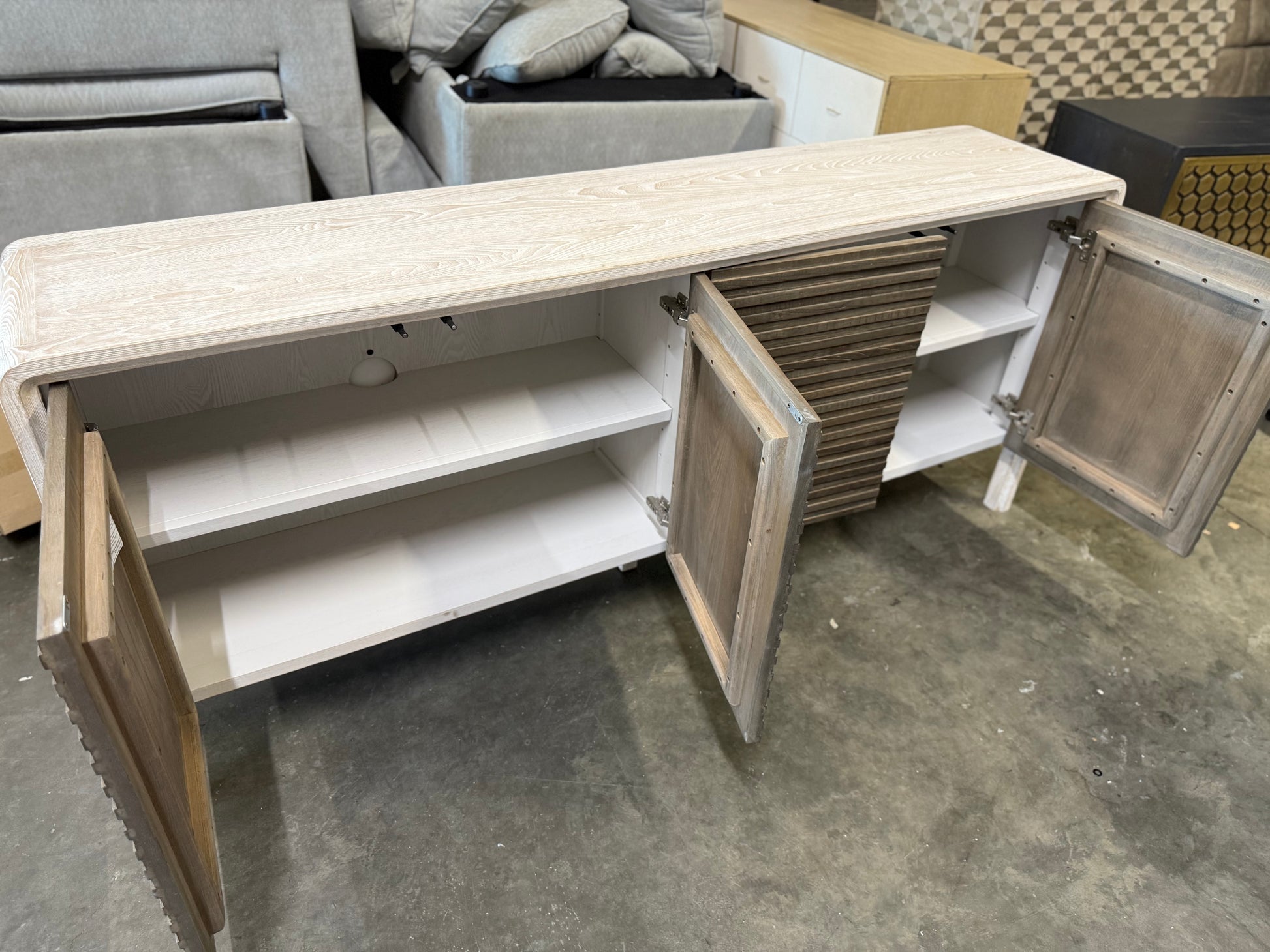 Spencer 79" Wide Elm Solid Wood Sideboard