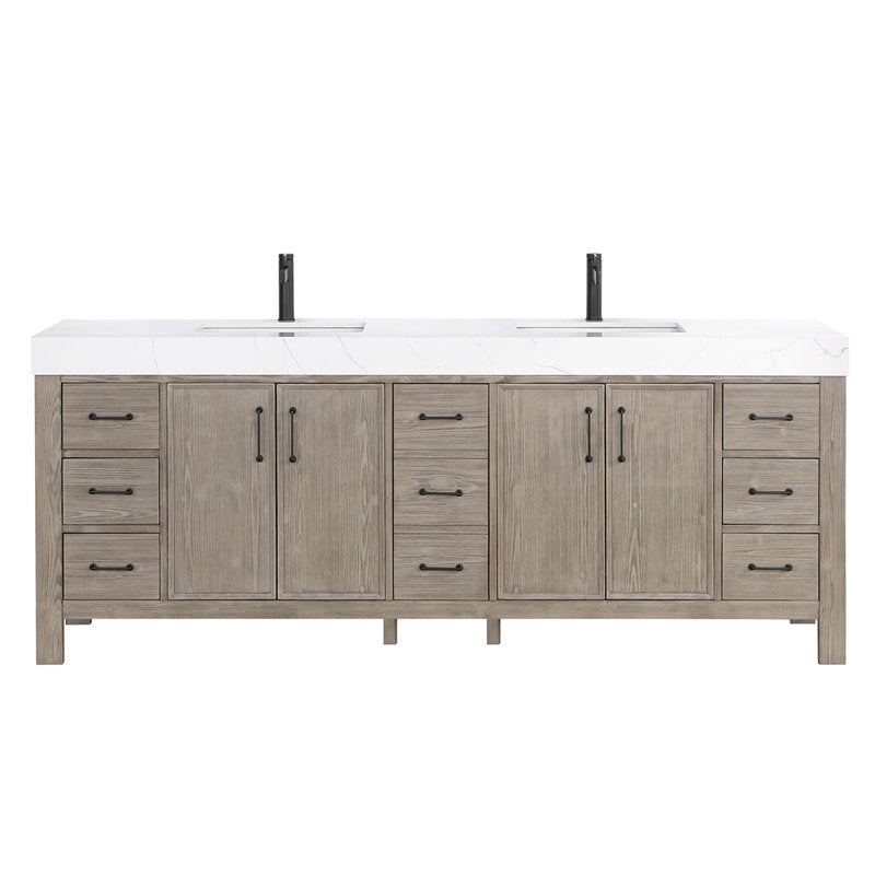Aranwen 84'' Double Bathroom Vanity with Engineered Marble Top