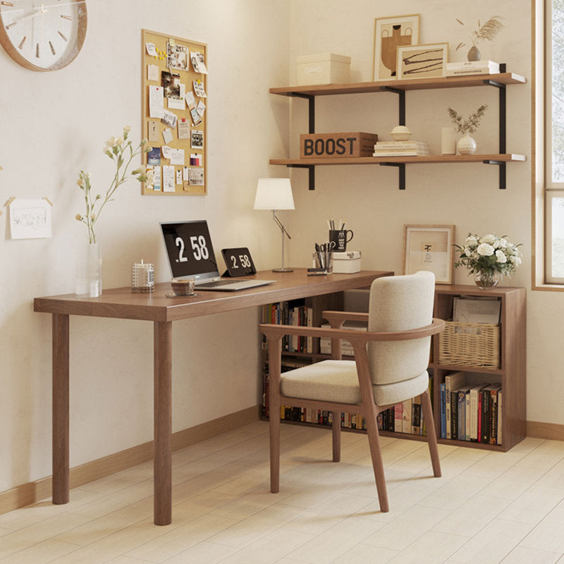 Light walnut L-Shaped Solid Wood desks
