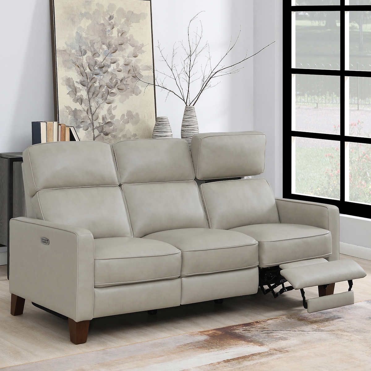 Jackston Leather Power Reclining Sofa with Power Headrest, Tan