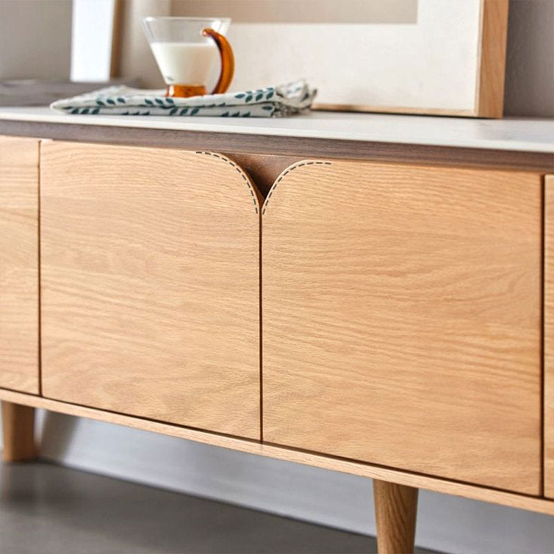 59.06" White+Burlywood Stone+Solid Wood TV Stands