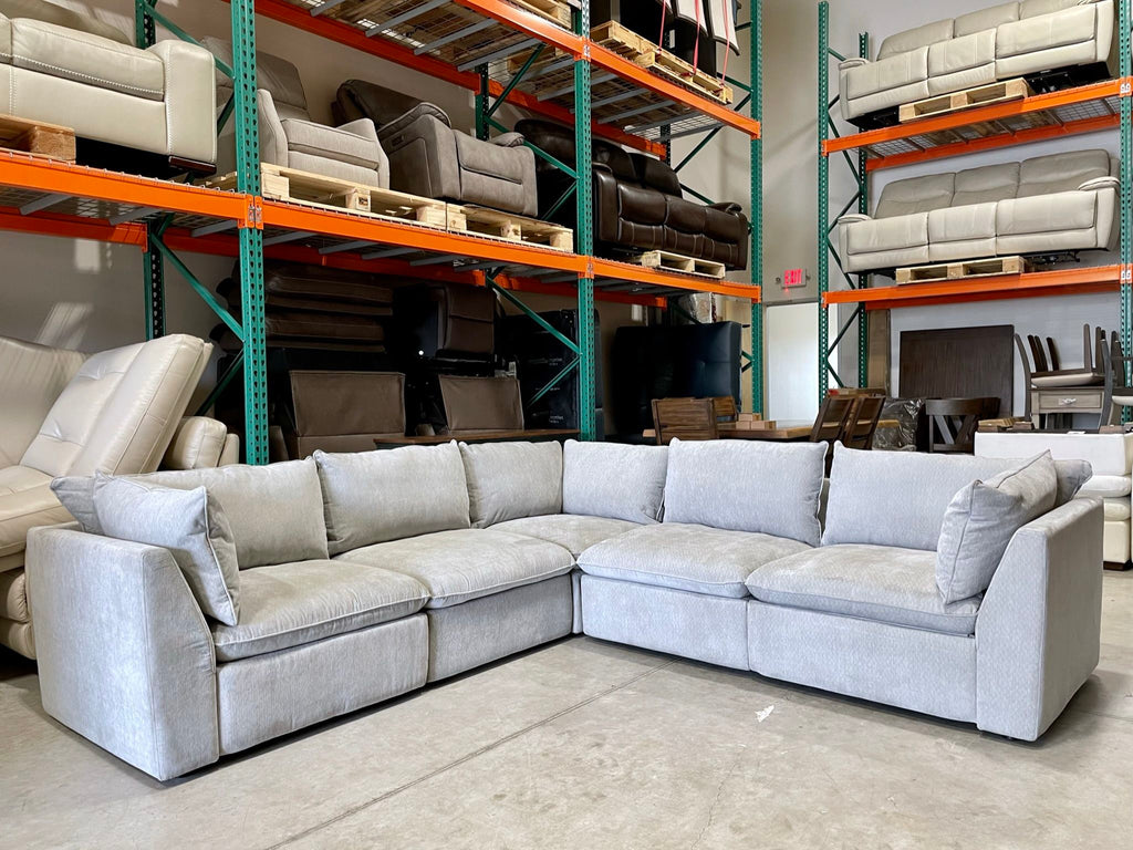 Harwood 5-piece Fabric Modular Sectional Sofa with Power Footrest, Gray WAREHOUSE CLEARANCE |