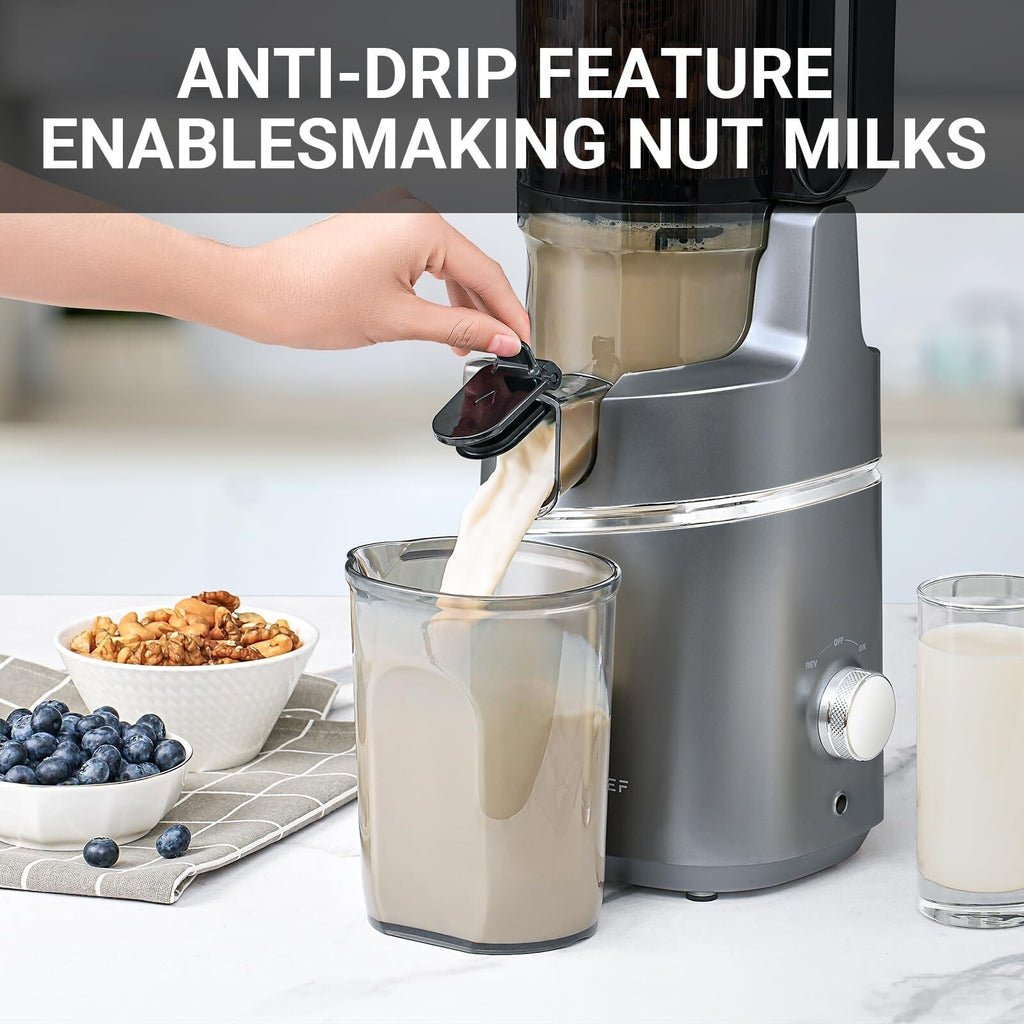 Juicer Machine, AMZCHEF 5.3-Inch Self-Feeding Masticating Juicer Fit Whole Fruit