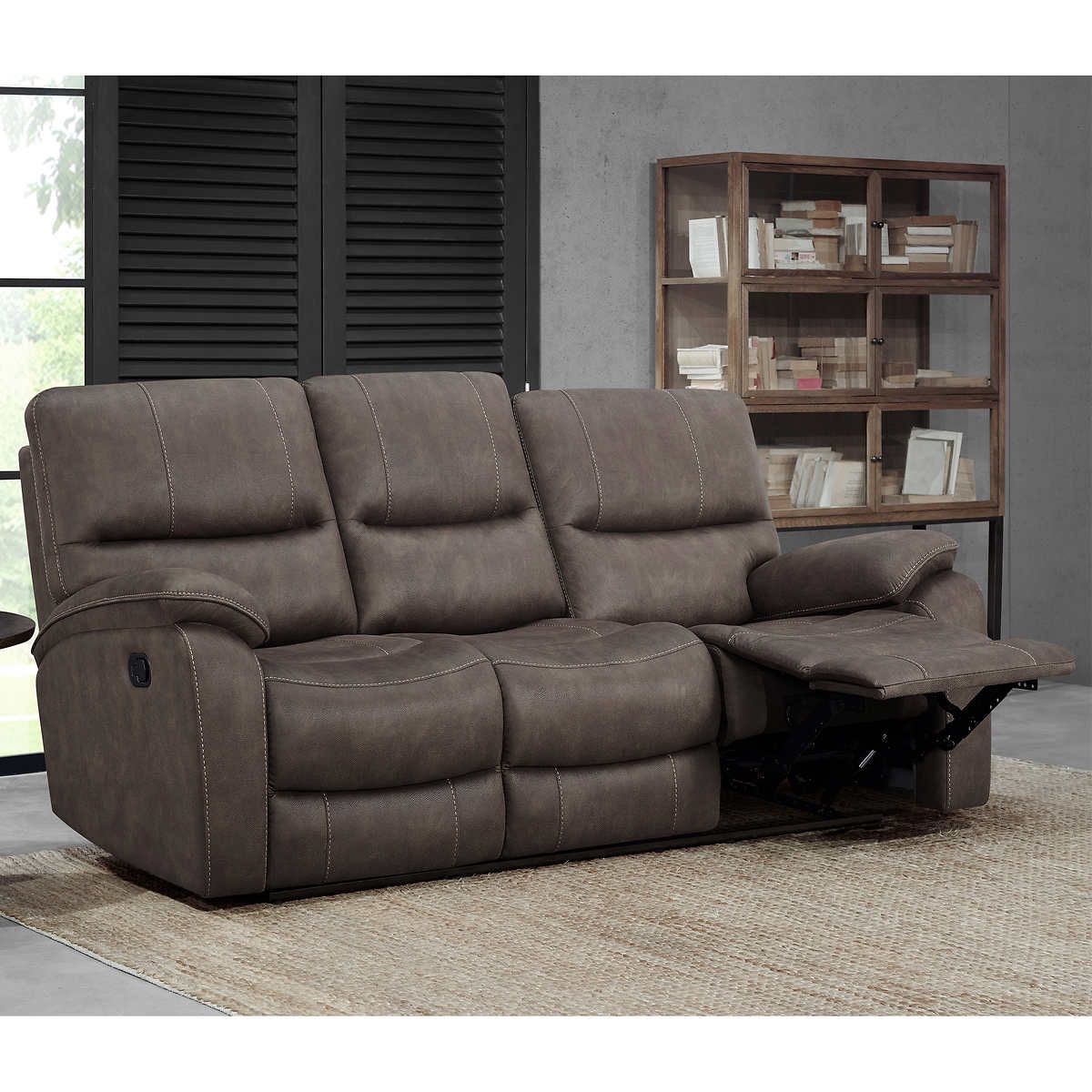 WAREHOUSE CLEARANCE | Barcalounger Henley Fabric Manual Reclining Sofa, Brown