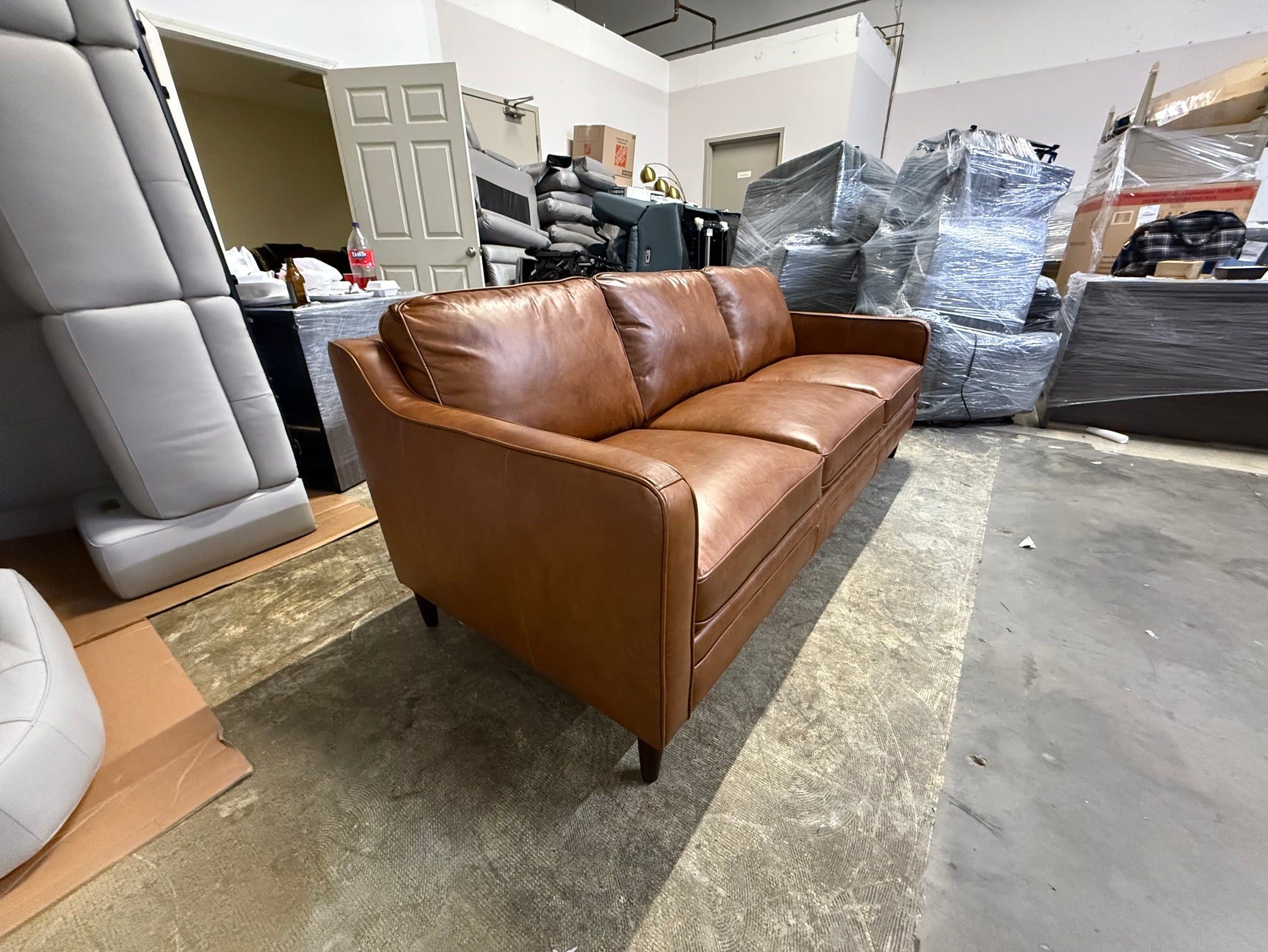 Ashtabula Genuine Leather Square Arm Sofa
