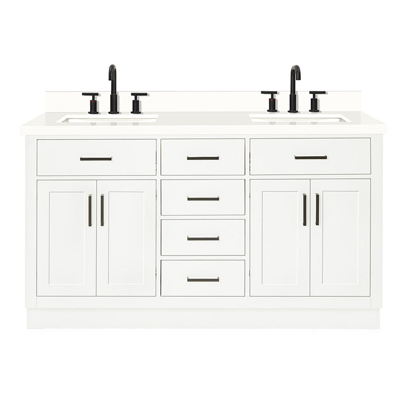 Tidworth Solid Wood Double Bathroom Vanity with 1.5'' White Quartz Top