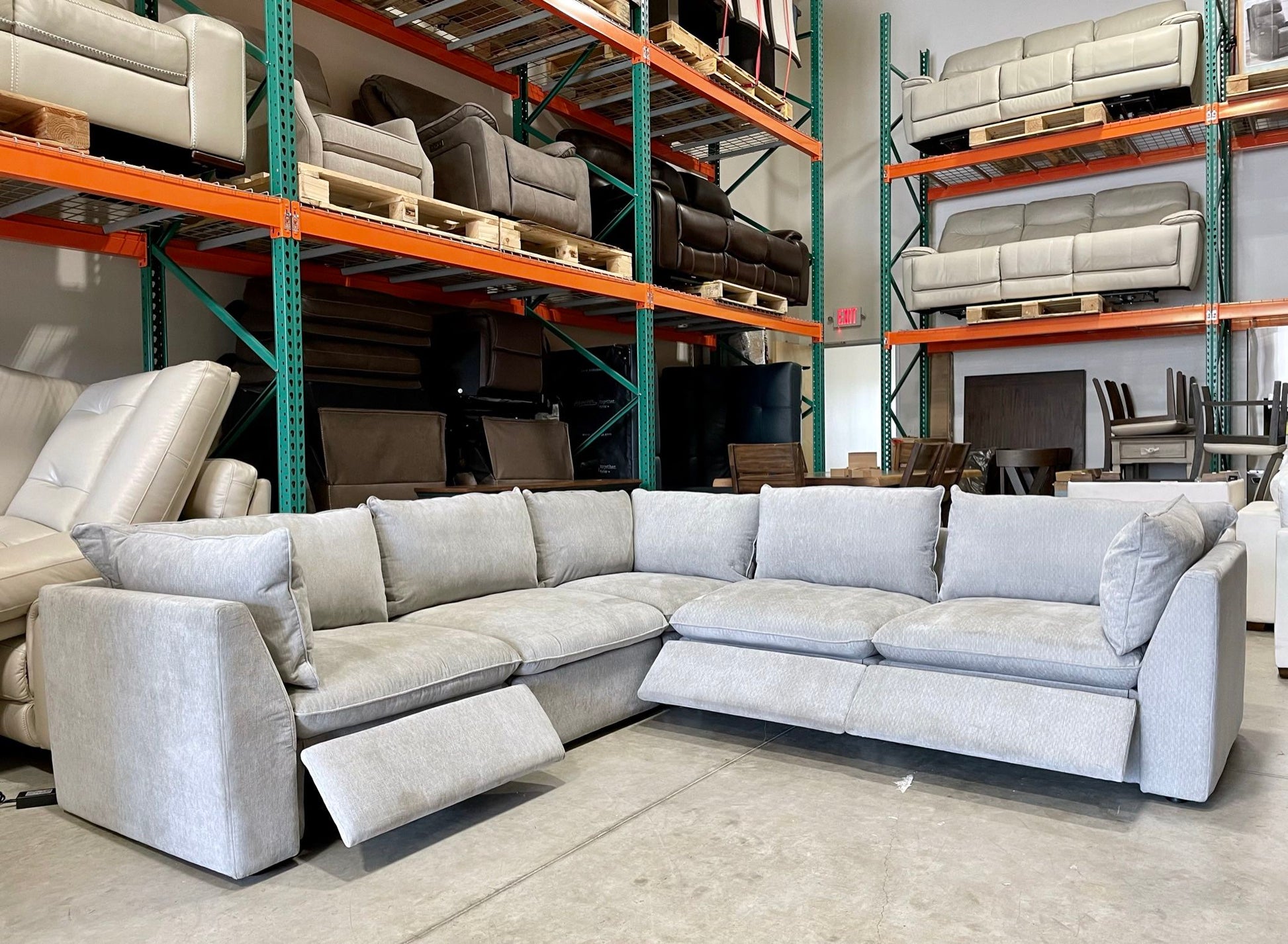 Harwood 5-piece Fabric Modular Sectional Sofa with Power Footrest, Gray WAREHOUSE CLEARANCE |