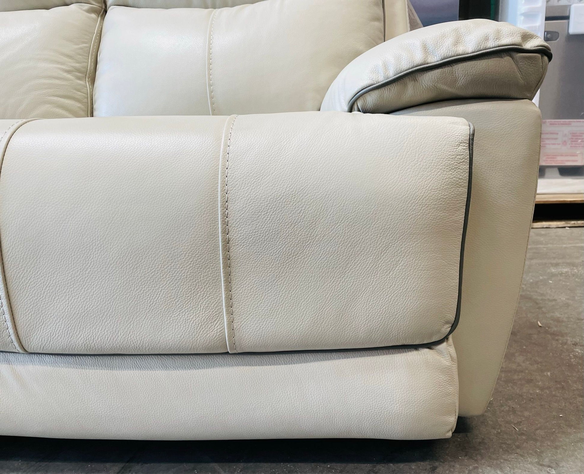 Messina Leather Power Reclining Loveseat with Power Headrests, Cream