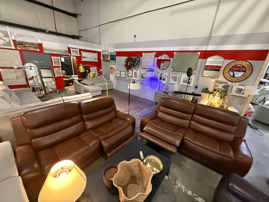 2 pieces 2 Seats Rhodes Leather Power Reclining Sofa