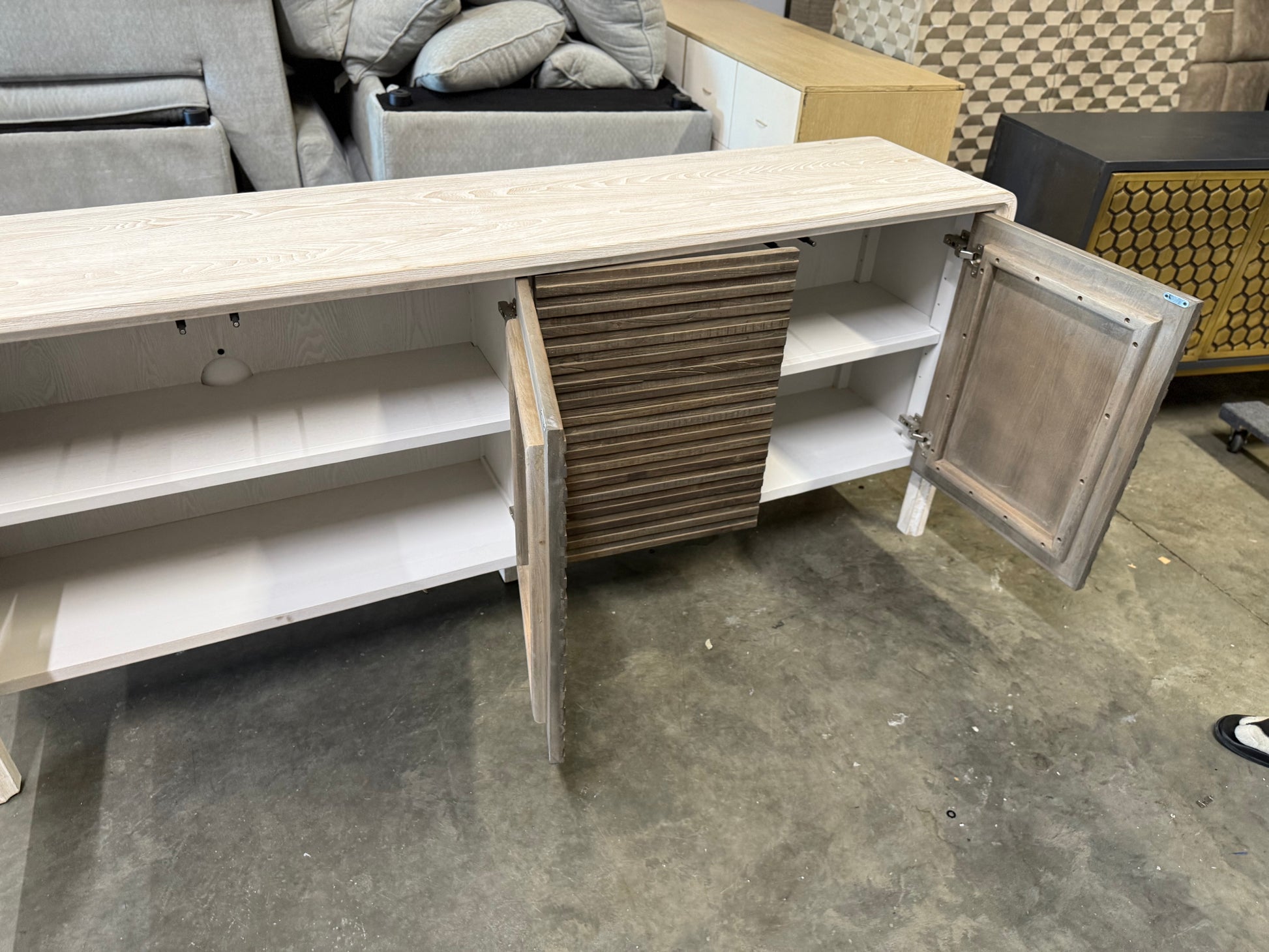 Spencer 79" Wide Elm Solid Wood Sideboard