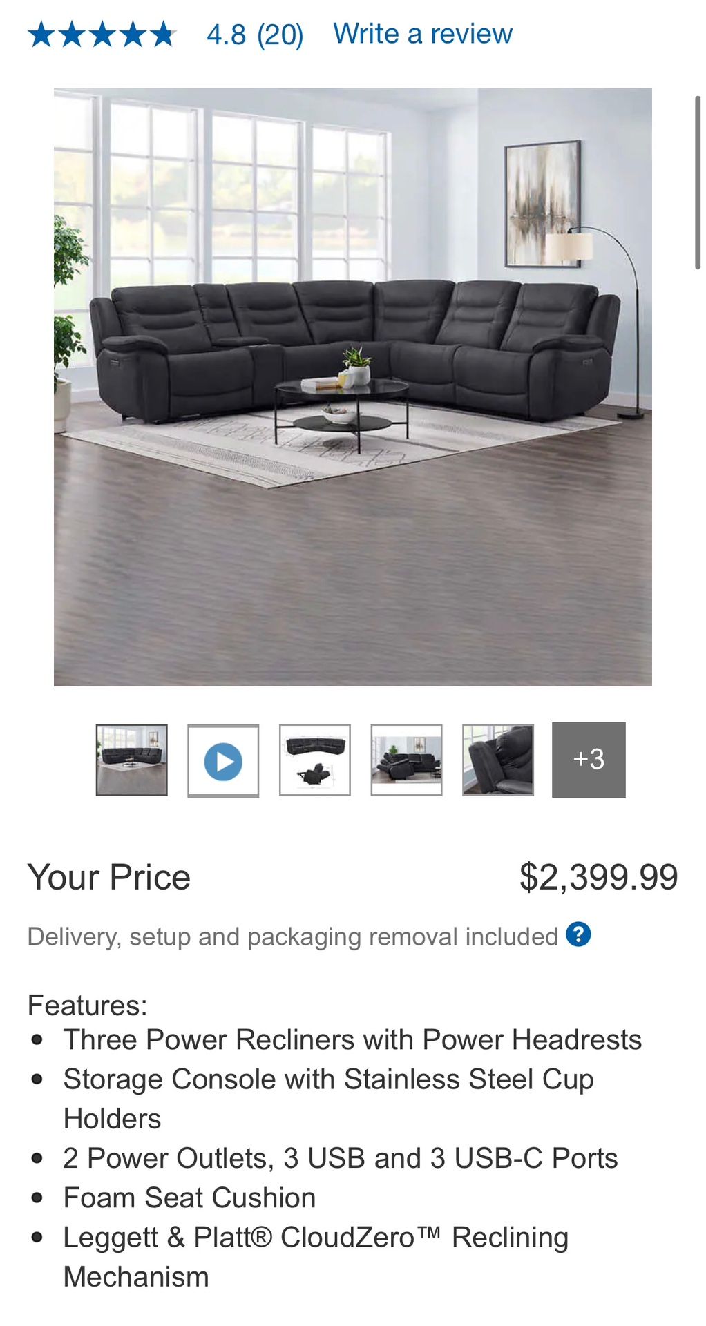 Kelsee Fabric Power Reclining Sectional - Delivery Available