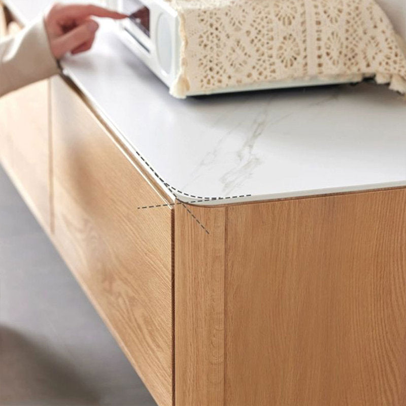 59.06" White+Burlywood Stone+Solid Wood TV Stands