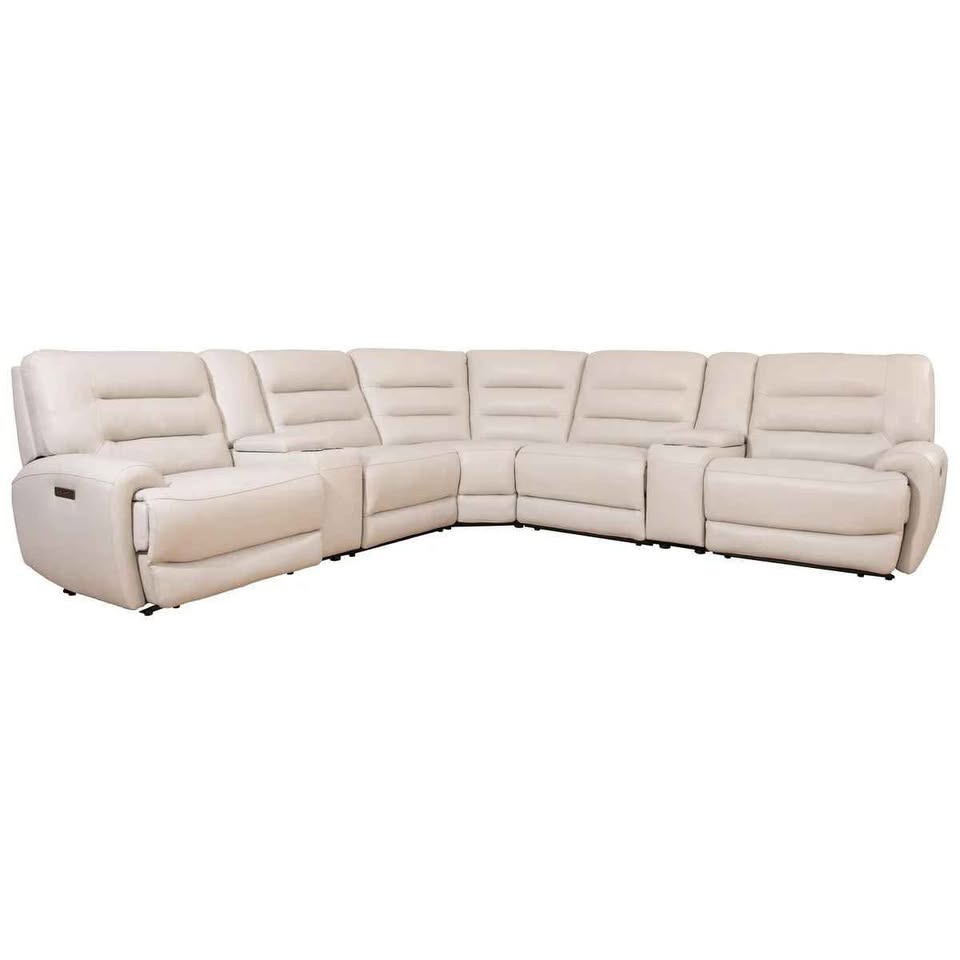 Aubrey 7-piece Leather Power Zero Gravity Reclining Sectional with Power Headrests ( Cream )