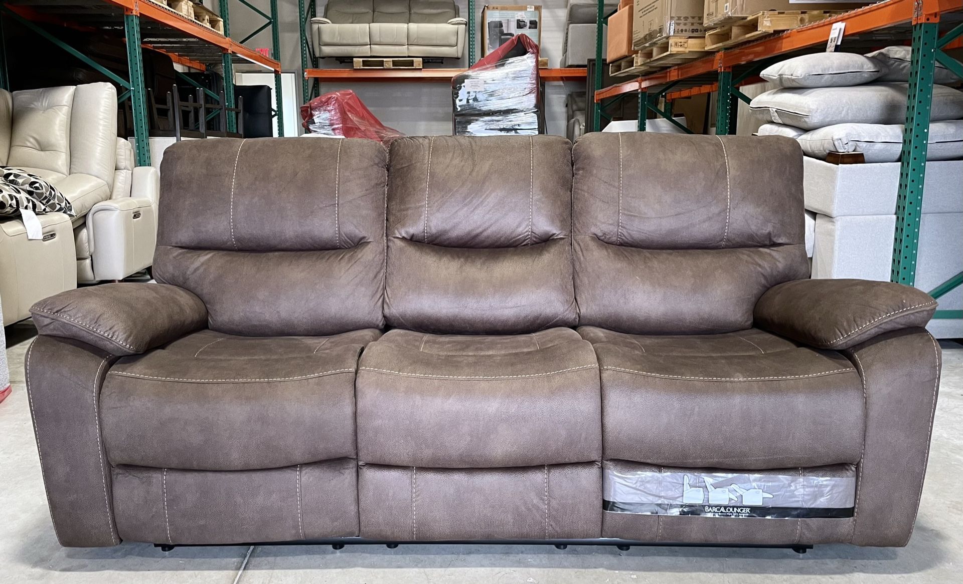 WAREHOUSE CLEARANCE | Barcalounger Henley Fabric Manual Reclining Sofa, Brown