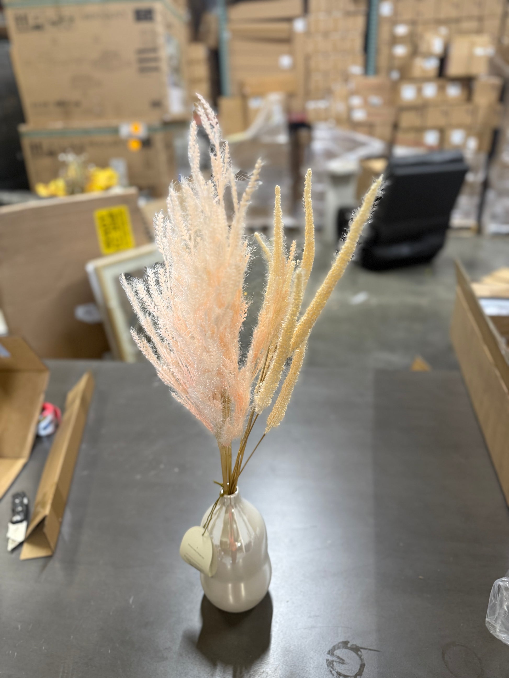 Threshold Set of 2 Wheat & Foxtail Luxe Pink Pampas Arrangement & Ceramic Vase