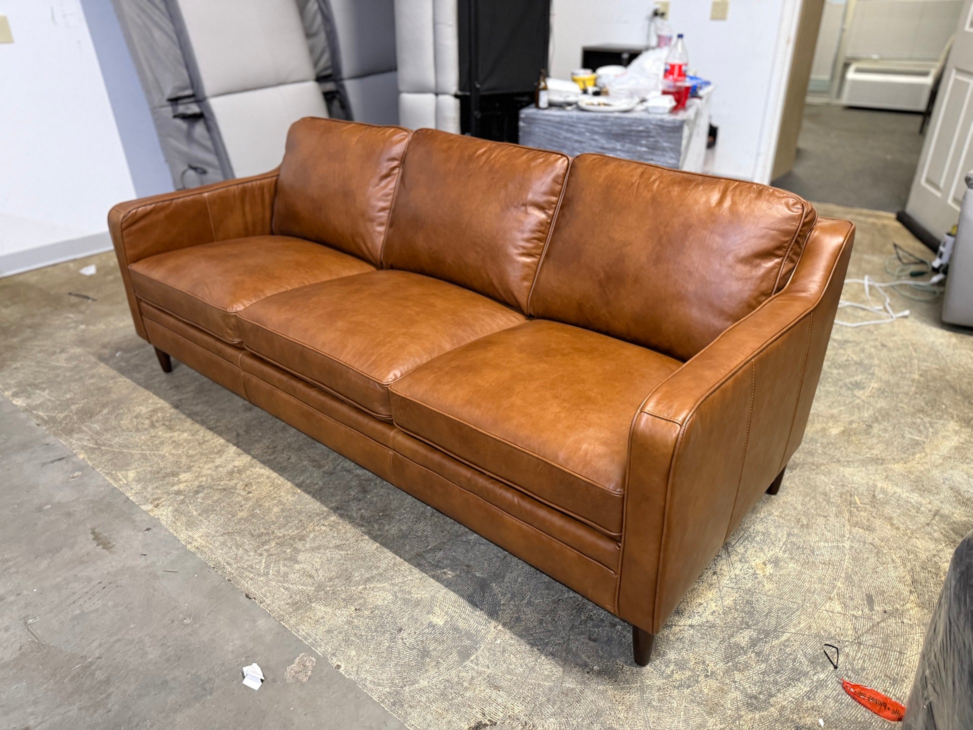 Ashtabula Genuine Leather Square Arm Sofa