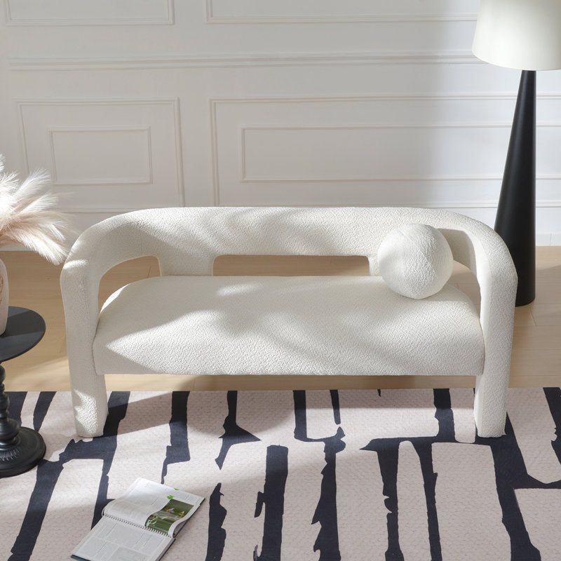 Brycie 66'' Wide Boucle Upholstered Bedroom Room Bench with Toss Pillow