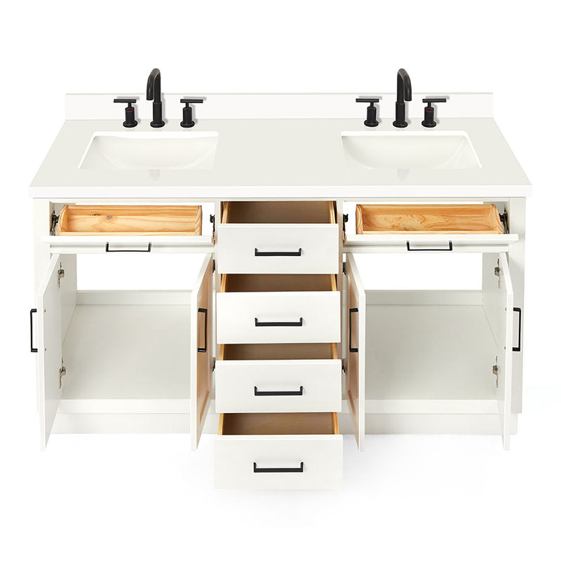 Tidworth Solid Wood Double Bathroom Vanity with 1.5'' White Quartz Top