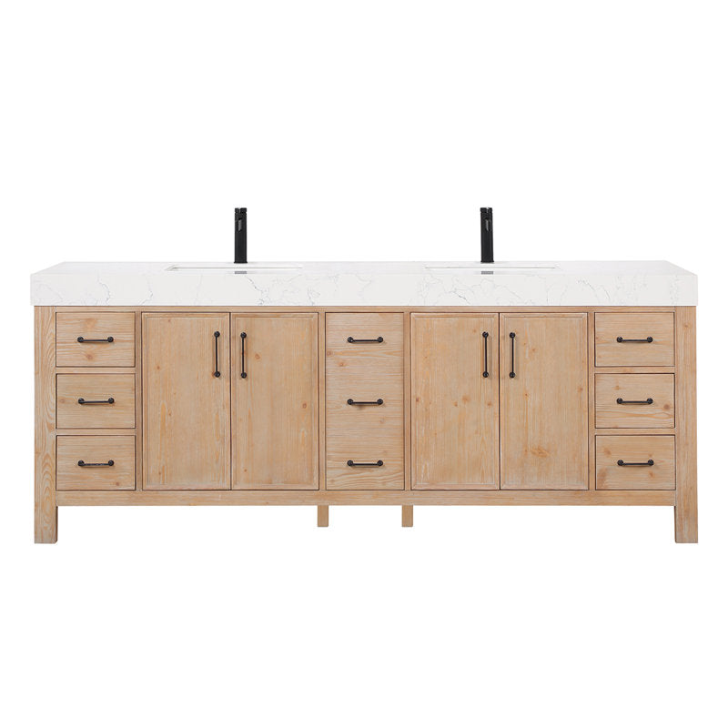 Aranwen 84'' Double Bathroom Vanity with Engineered Marble Top