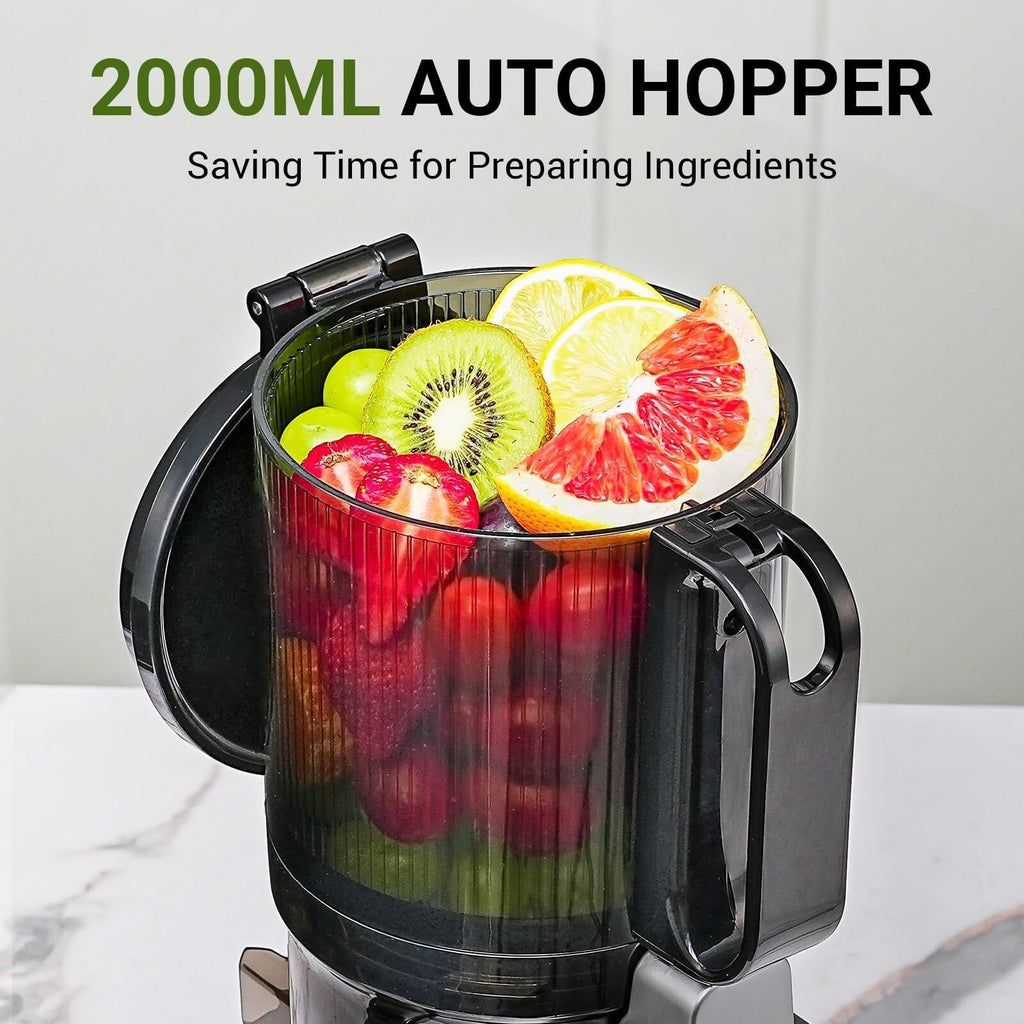 Juicer Machine, AMZCHEF 5.3-Inch Self-Feeding Masticating Juicer Fit Whole Fruit