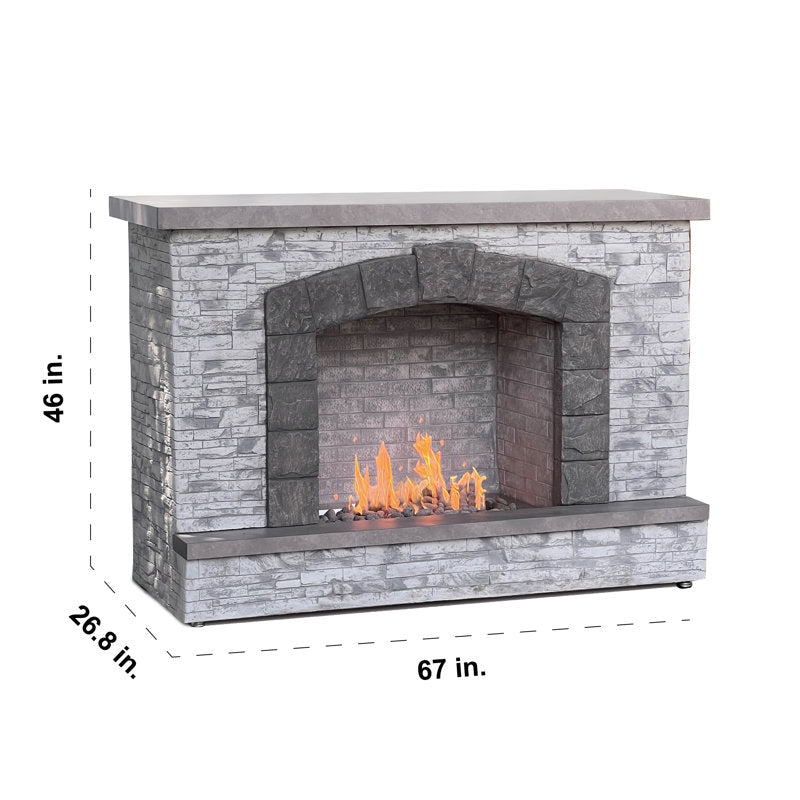 67 Inches European Ledge Outdoor Propane Fireplace