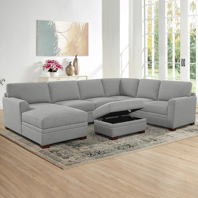 Thomasville Langdon Fabric Sectional with Storage Ottoman