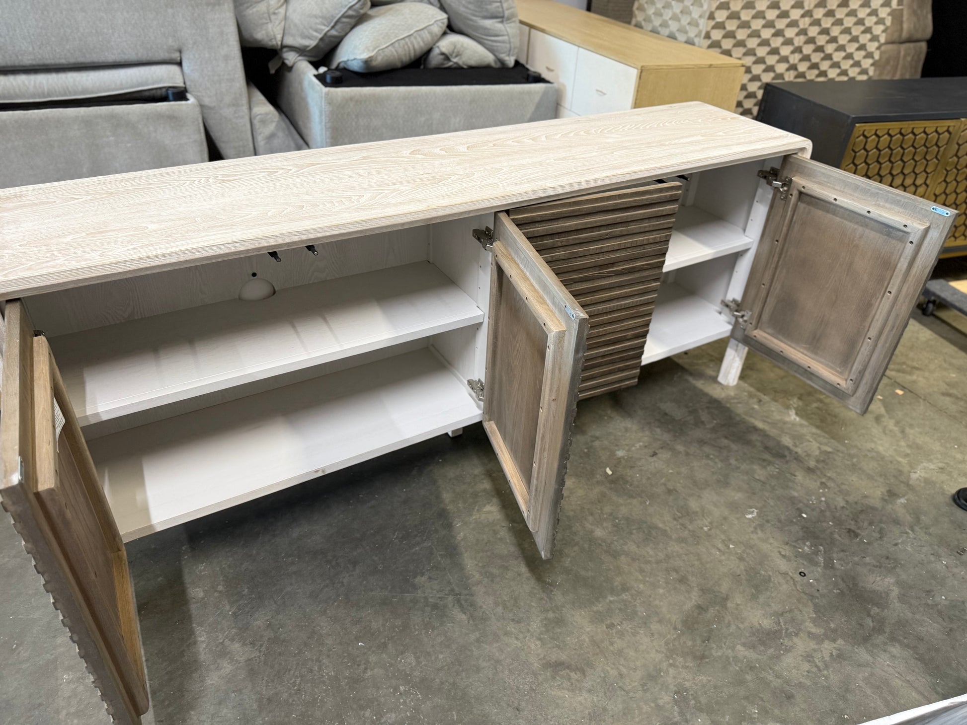 Spencer 79" Wide Elm Solid Wood Sideboard