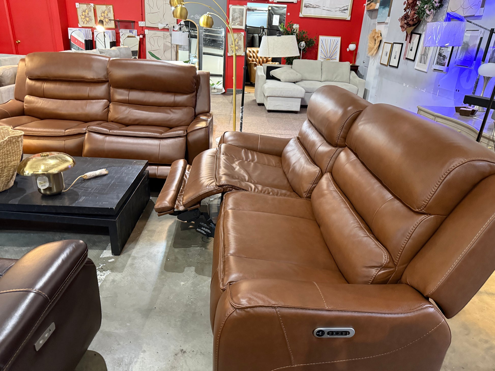 2 pieces 2 Seats Rhodes Leather Power Reclining Sofa