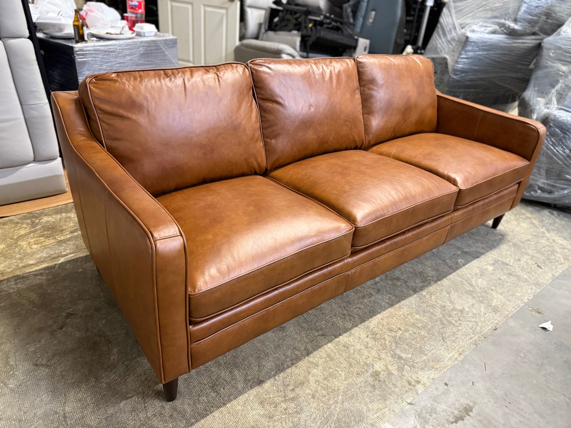 Ashtabula Genuine Leather Square Arm Sofa