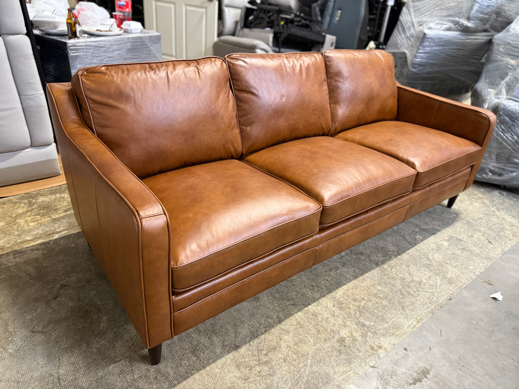 Ashtabula Genuine Leather Square Arm Sofa
