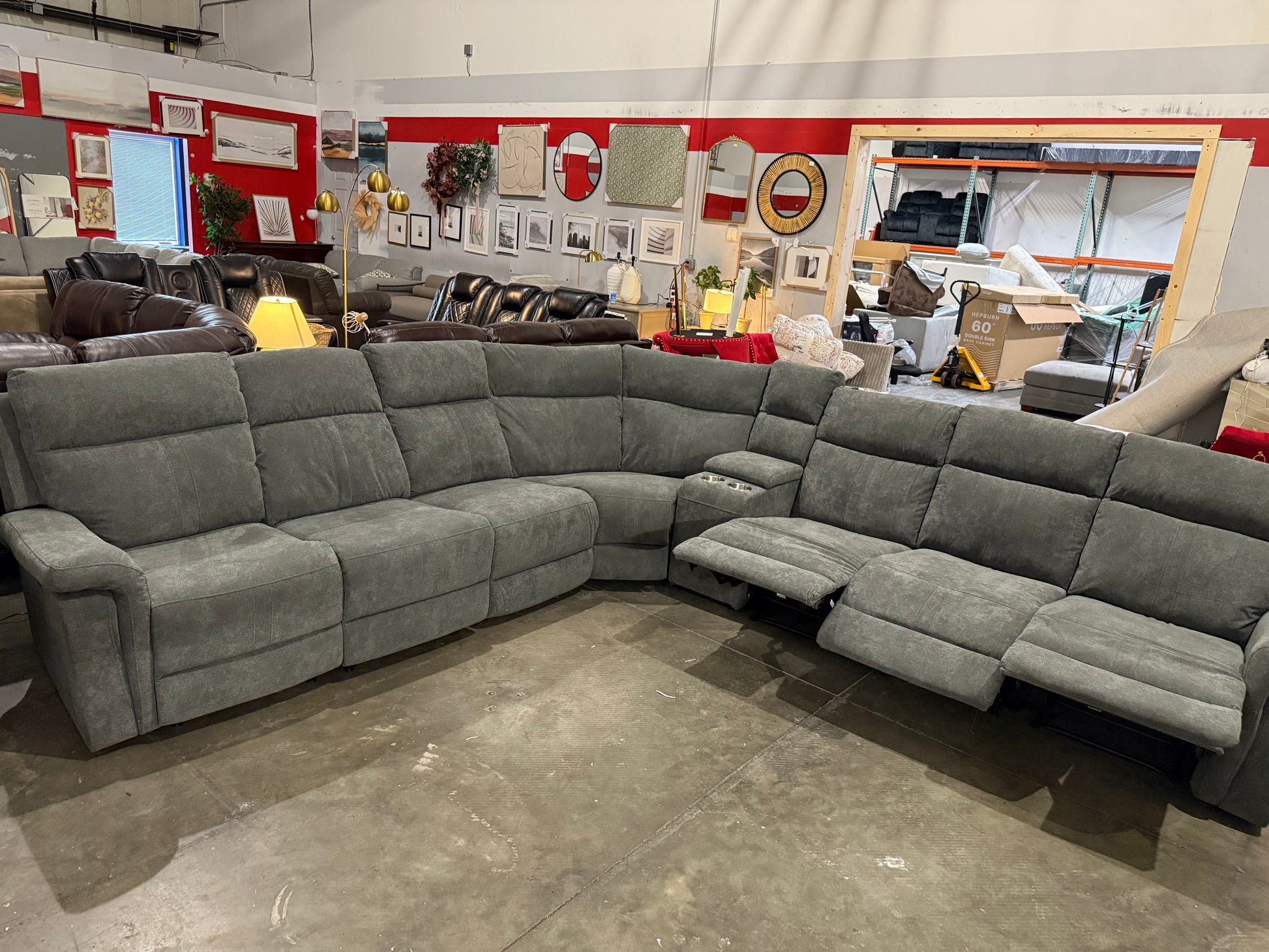 8 - Piece Cushion Back Power Reclining Sectional With Adjustable Lumbar Support & Headrest