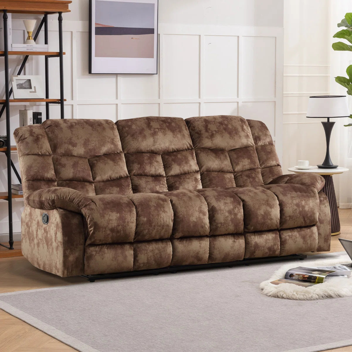 Edilmar 83.1'' Wide Contemporary and Overstuffed Manual Reclining Sofa with Wide Backrest