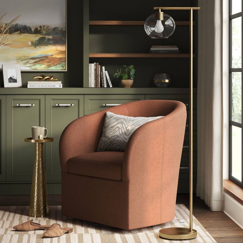 Brass Floor Lamp with Glass Shade - Threshold™: Modern Standing Light, ETL Listed, Metal Body