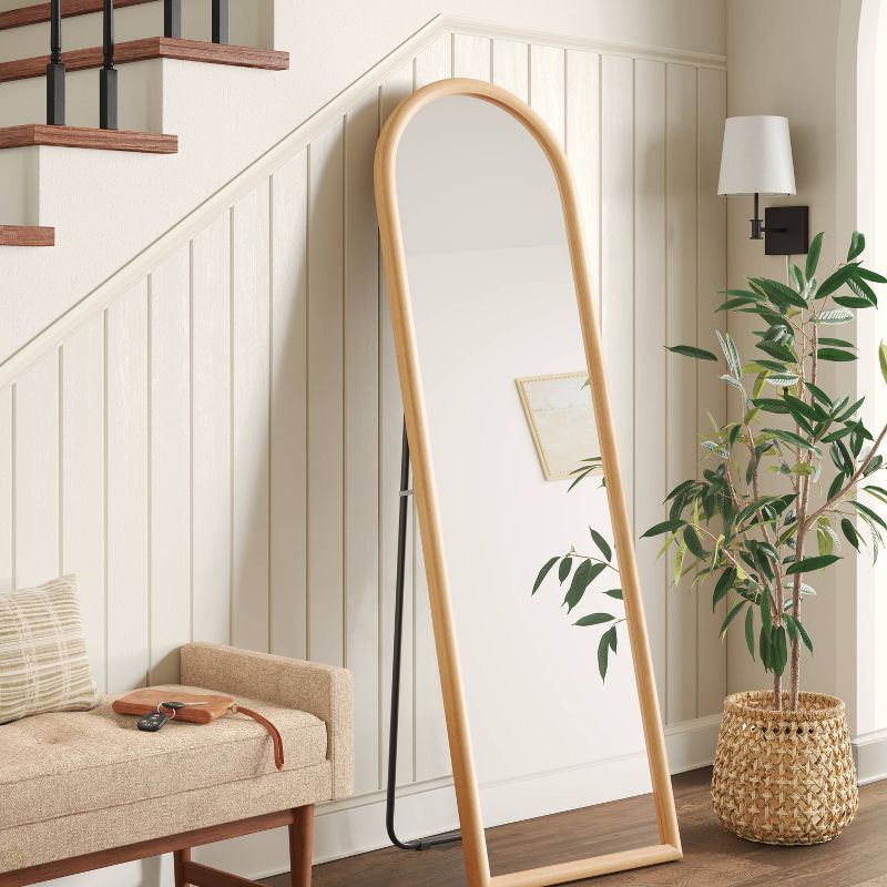 20" x 65" Arch Floor Mirror Natural - Threshold™: Modern Polystyrene Frame, No Assembly, Freestanding Design