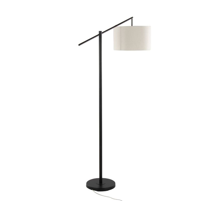 LumiSource Casper 69" Contemporary Metal Floor Lamp Matte Black Metal with Natural Linen Shade