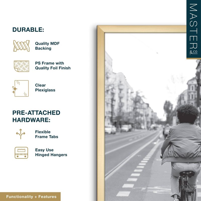 Master & Co. 18"x24" Highline Picture Frame Brass: Traditional Style, Polystyrene Material, Sawtooth Mount