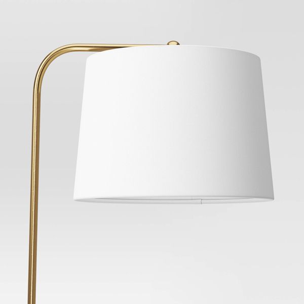 62"x14" New Traditional Downbridge Floor Lamp Brass - Threshold™: ETL Listed, Linen Shade, Metal Body