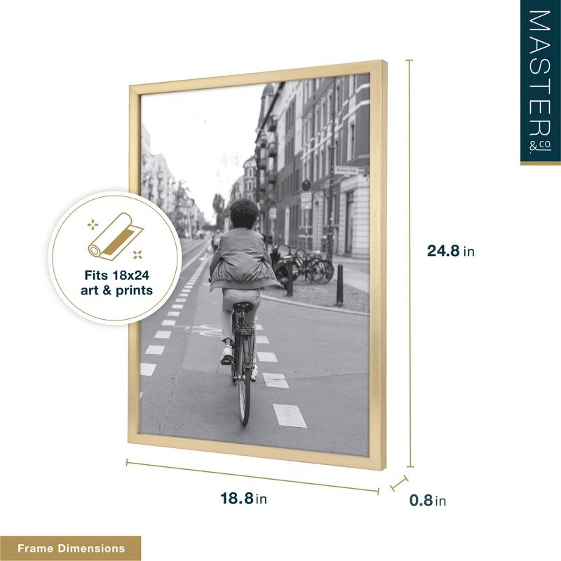 Master & Co. 18"x24" Highline Picture Frame Brass: Traditional Style, Polystyrene Material, Sawtooth Mount