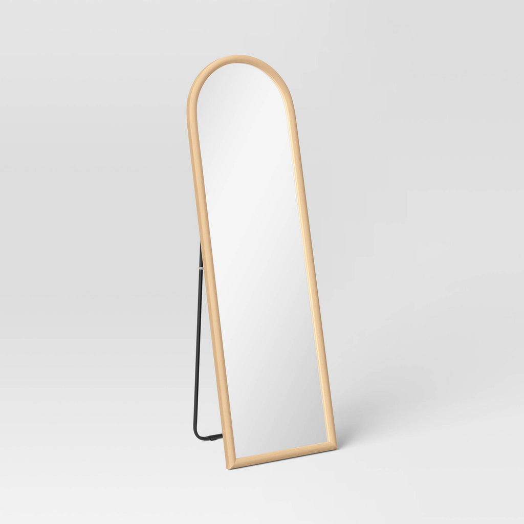 20" x 65" Arch Floor Mirror Natural - Threshold™: Modern Polystyrene Frame, No Assembly, Freestanding Design