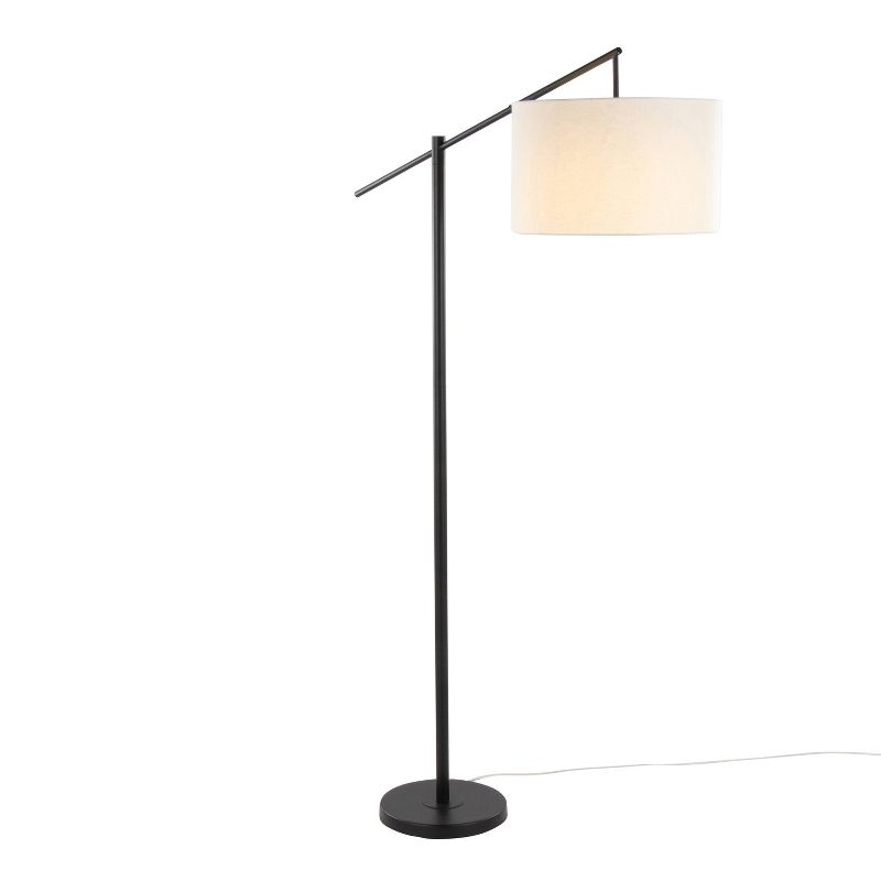 LumiSource Casper 69" Contemporary Metal Floor Lamp Matte Black Metal with Natural Linen Shade