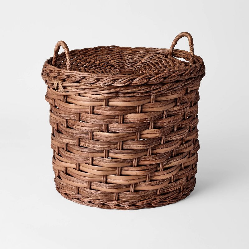 Round Chunky Straight Rattan Basket Dark Brown - Threshold™ designed with Studio McGee