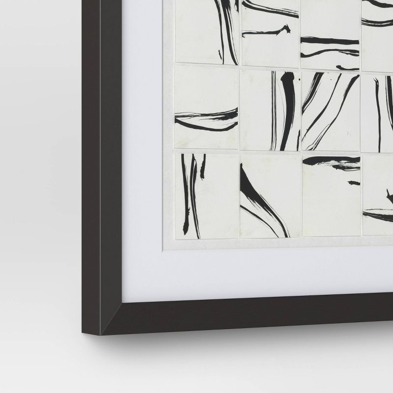 (Set of 2) 16"x20" Patterned Lines Abstract Framed Arts Black - Threshold™