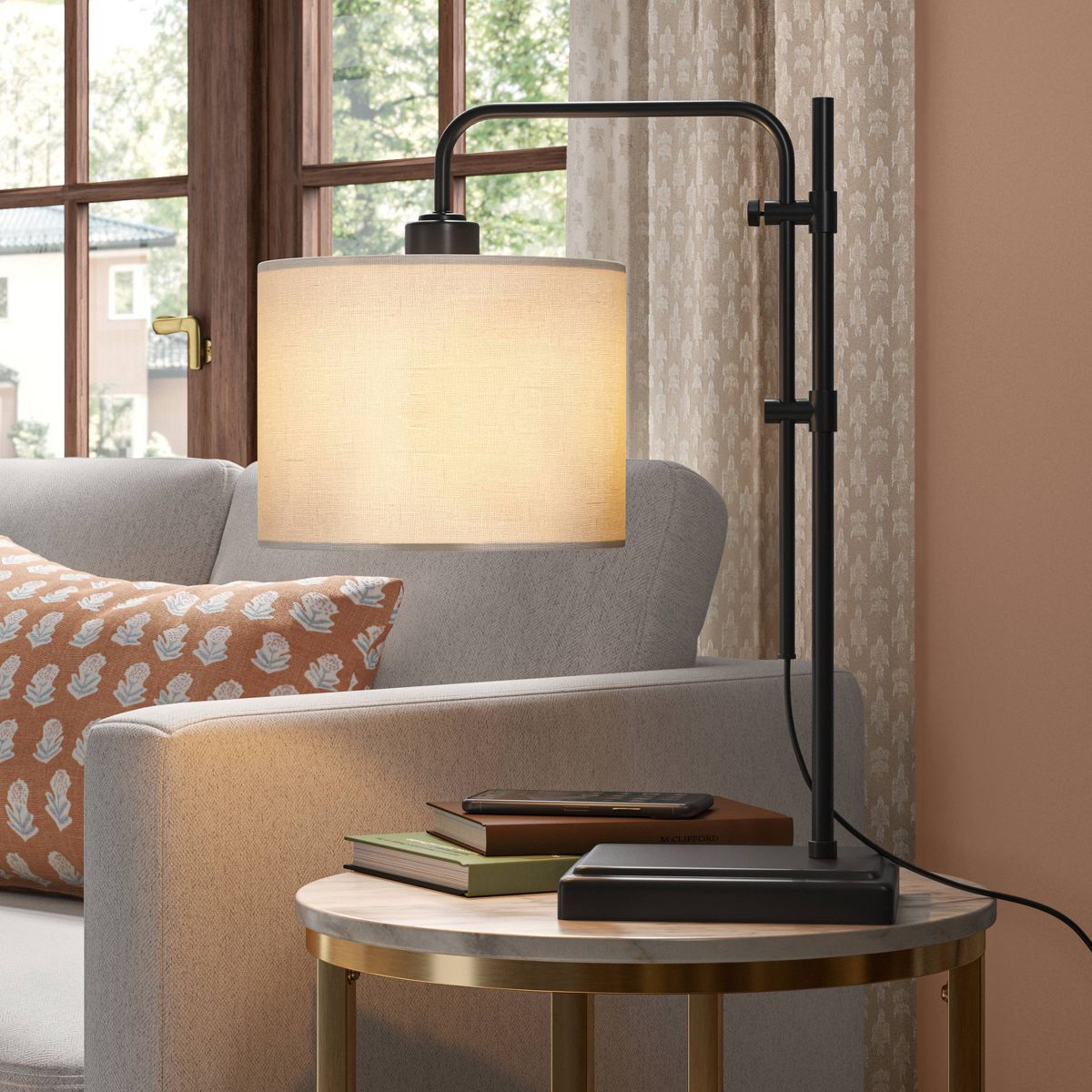 Knox Adjustable Shaded Table Lamp Black - Threshold™: Modern, In-Line Switch, ETL Listed