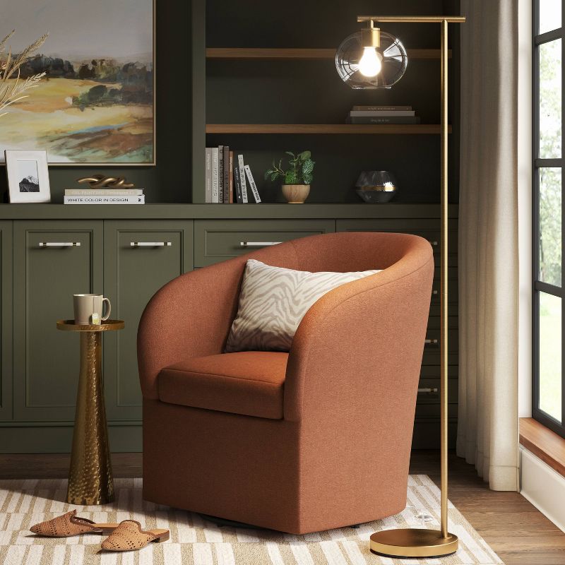 Brass Floor Lamp with Glass Shade - Threshold™: Modern Standing Light, ETL Listed, Metal Body