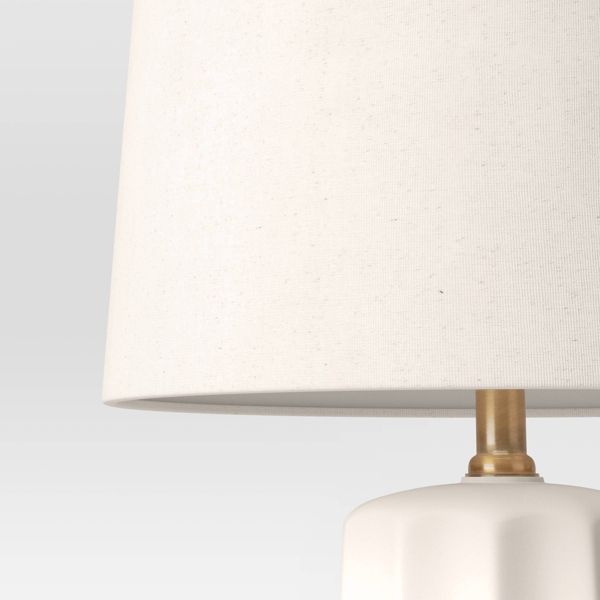 24.75"x13" Ribbed Ceramic Table Lamp Cream - Threshold™: Bedside, Nightstand, No Assembly Required