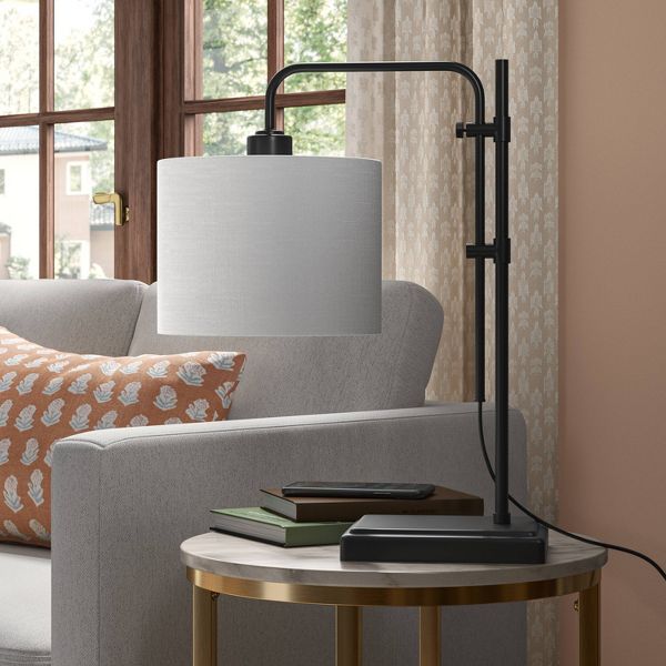 Knox Adjustable Shaded Table Lamp Black - Threshold™: Modern, In-Line Switch, ETL Listed