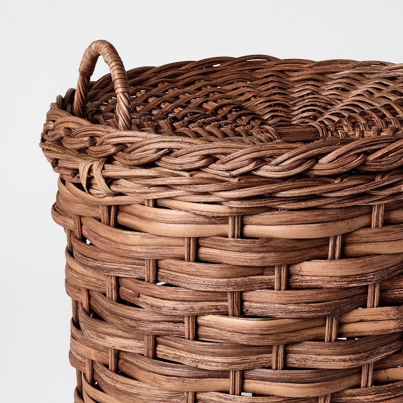 Round Chunky Straight Rattan Basket Dark Brown - Threshold™ designed with Studio McGee