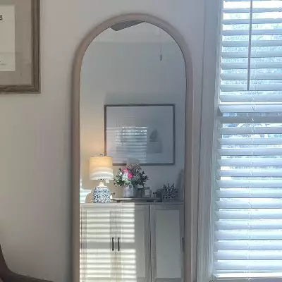 20" x 65" Arch Floor Mirror Natural - Threshold™: Modern Polystyrene Frame, No Assembly, Freestanding Design