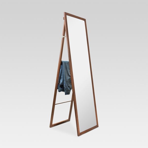 20" x 65" Wood Ladder Standing Mirror Brown - Threshold™: Easel Back, Full Body, Floor-Length, No Assembly Required